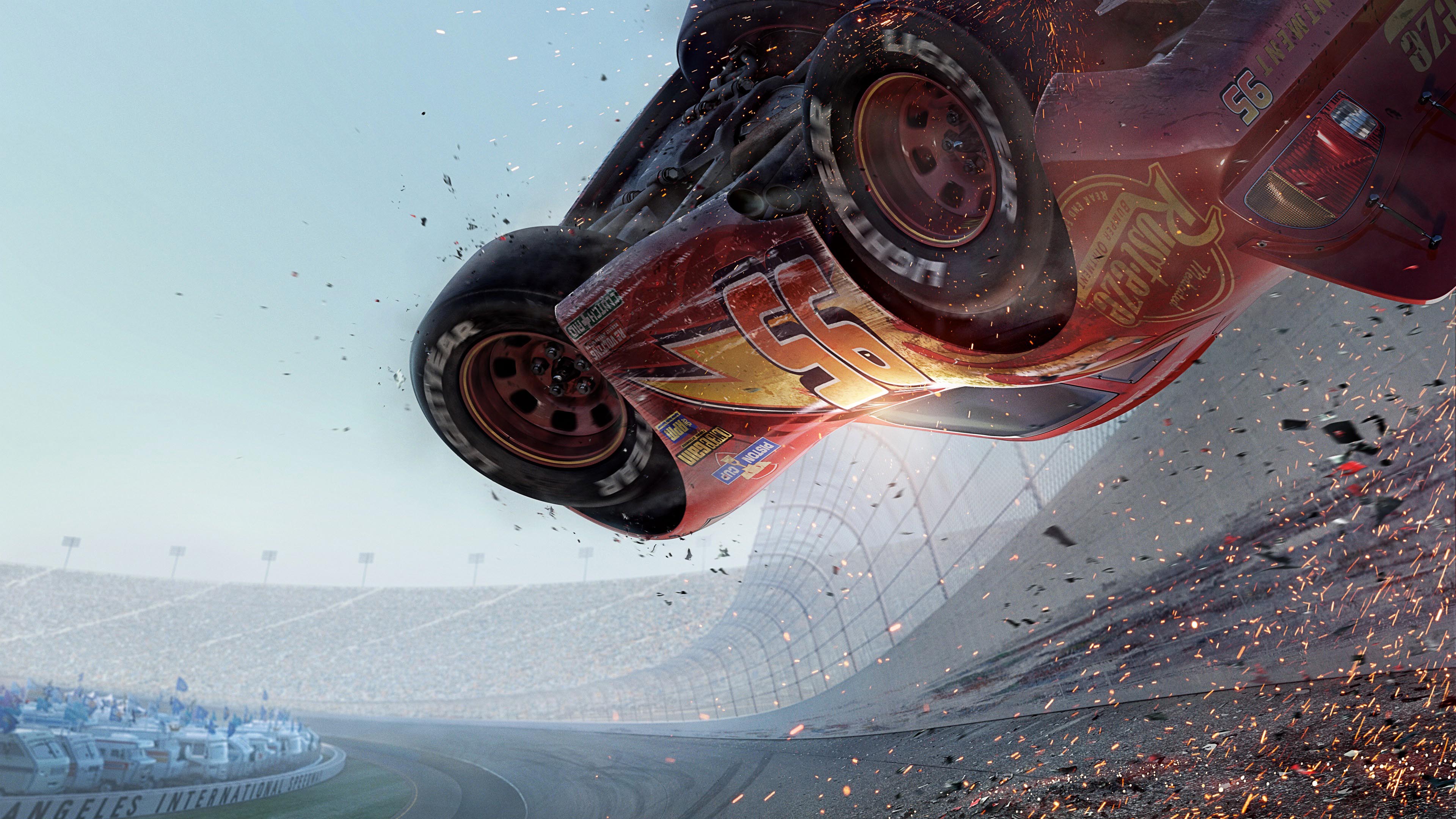 cars 3 lightning mcqueen crash scene wallpaper 8052