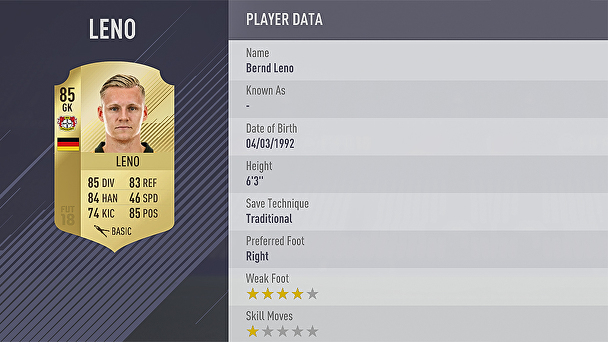 fifa 18 leno overall